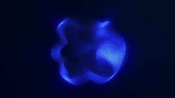 abstrakt lysande blå partikel sfär roterande i mörk Plats. digital energi strömma med trogen dynamisk rörelse. sömlös slinga i 4k. video
