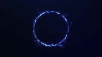 astratto raggiante blu sfera con ondulato fluente leggero textures e dinamico futuristico energia animazione. senza soluzione di continuità 4k ciclo continuo sfondo. video