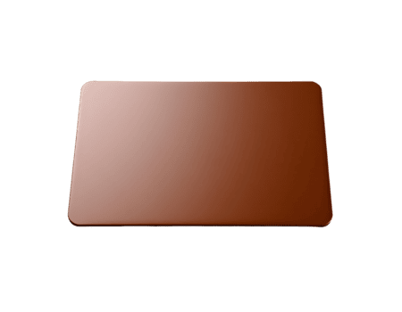 bronzo rettangolare piatto con arrotondato angoli, galleggiante al di sopra di trasparente superficie. png