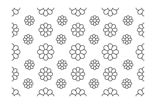 Daisy Delight Seamless Flower Pattern Background for Crafts, Textiles, and Designs, Featuring Simple Black and White Floral Outlines, Perfect for Spring and Summer Projects vector