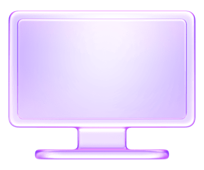 minimo 3d bicchiere stile icona di un' computer tenere sotto controllo nel viola e blu pendenza. grande per tecnologia, postazione di lavoro, e digitale media design progetti png