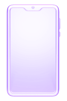 Minimal 3D glass style icon of a smartphone in purple and blue gradient. Suitable for mobile technology, communication, and app design projects png