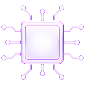mínimo 3d vaso estilo icono de un computadora procesador en púrpura y azul degradado. adecuado para hardware, electrónica, y tecnología diseño proyectos png