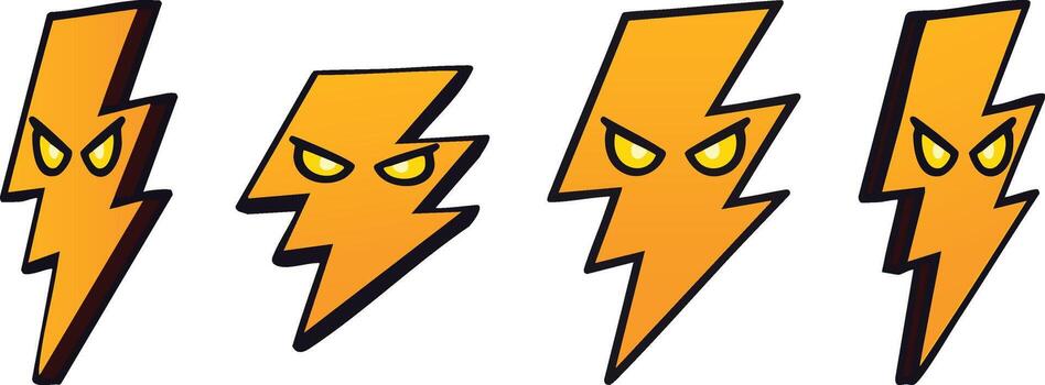 Lightning bolt characters with fierce faces repeating strip vector