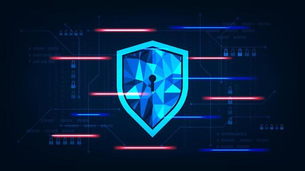 Cybersecurity shield with keyhole design vector