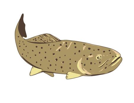 Apache Trout Front View WPA Art vector