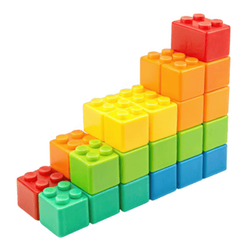 bunt Gebäude Blöcke gestapelt im aufsteigend Treppe Muster isoliert auf transparent Hintergrund png