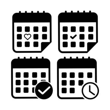 Calendar Icons With Date Markers And Checkmarks month vector