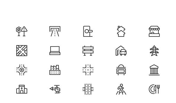 infraestructura profesional moderno icono conjunto con mínimo diseño elementos para claro visual representación y prima usabilidad vector