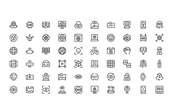 Virtual Reality and Augmented Reality Icons A Novel Set of Expert Line Icons in a Basic Style for Technology, Digital Interfaces, and Augmented and Virtual Reality vector