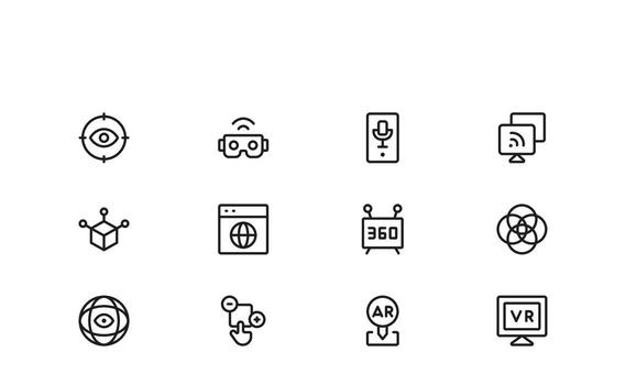 VR and AR Experience Icons Augmented and Virtual Reality with a Simple Style vector