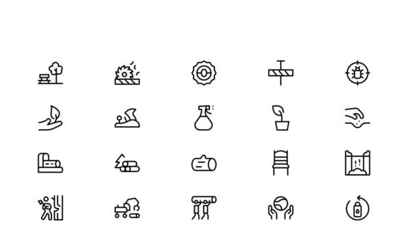 Professional Forestry Line Icon Featuring Modern Minimal Trees, Leaves, Woods, and Nature Elements with Clean Outline Design for High-Quality vector