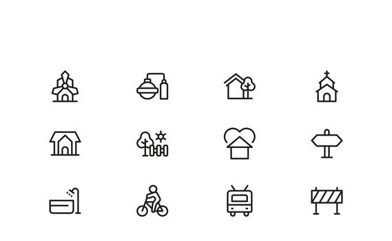 High-quality, contemporary infrastructure line icon set with minimal components for outstanding usability and distinct visual representation vector
