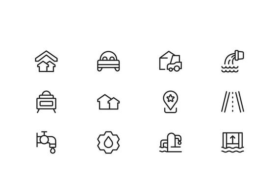 With only a few design components,professional modern line icon set for infrastructure offers exceptional usability and clear visual representation. vector