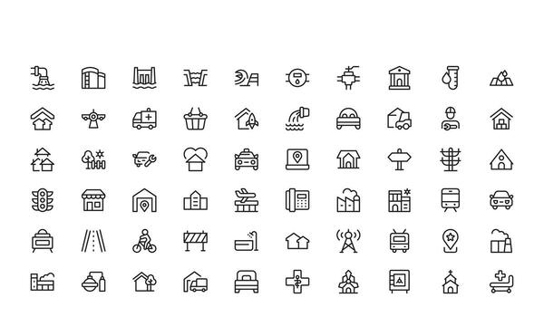 infraestructura profesional moderno línea icono conjunto con mínimo diseño elementos para claro visual representación y prima usabilidad vector