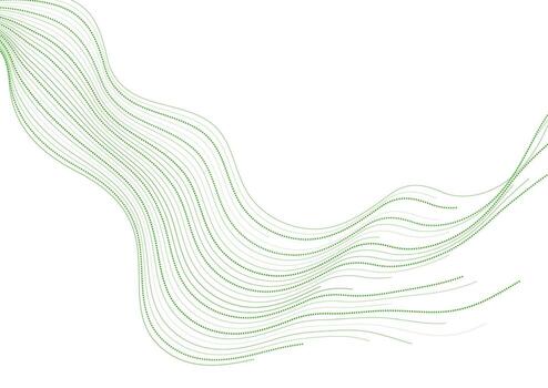 Green minimal wavy dotted lines abstract futuristic tech background vector