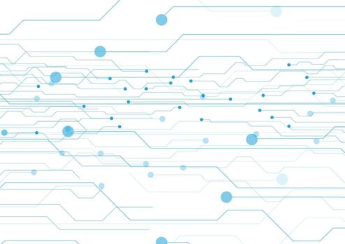 Blue and white minimal abstract futuristic tech background with circuit lines vector