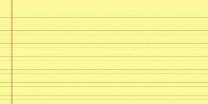 Yellow notebook paper with blue lines and red vertical margins. Striped design blank. vector