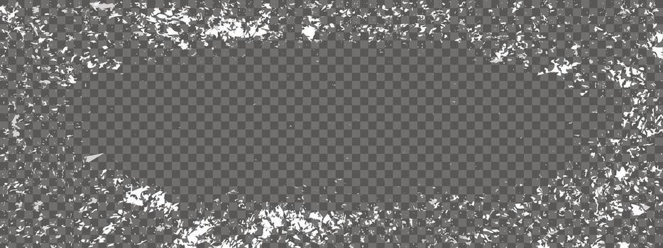 Frosted ice window frame. Frozen glass edges with snowflake patterns and frost textures for winter and holiday designs. vector