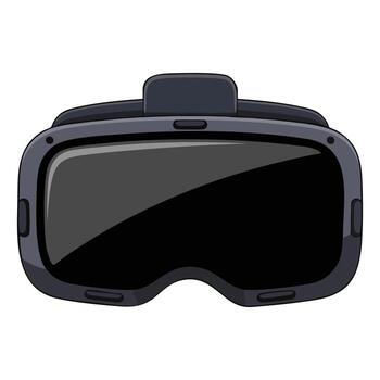 Black and gray vr glasses isolated on white background front view, flat illustration representing virtual reality headset, technology, digital gaming, futuristic devices and innovation themes vector