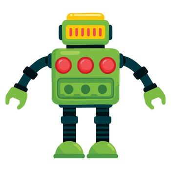 Cartoon funny robot illustration in flat style isolated on white background creative design suitable for technology games web and playful visuals vector