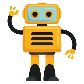 Cartoon funny robot in flat style isolated on white background, great for toy, robotics, machine, and artificial intelligence design themes. vector