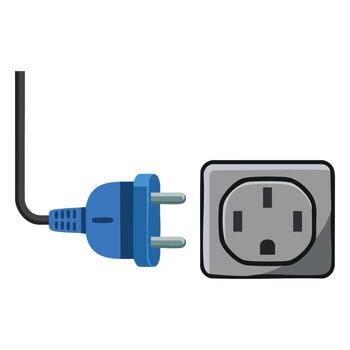 Cartoon plug and socket icon on white background flat design illustration perfect for web banner mobile infographic and electrical concept visuals vector