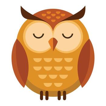 Flat icon of a sleeping little owl designed in style isolated on white background suitable for web elements advertising and game visuals vector