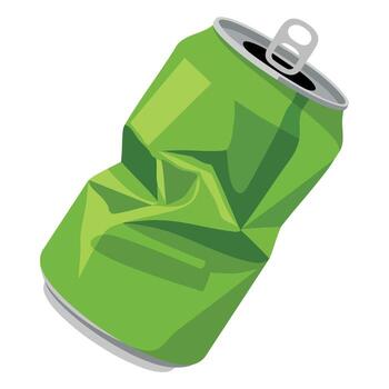 Flat illustration of crumpled tin can icon isolated on white background creative design perfect for web graphics waste management and eco projects vector