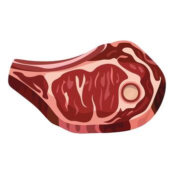 Flat raw beef steak icon isolated on white. Perfect for meat advertising, web graphics, and game design projects with realistic style. vector