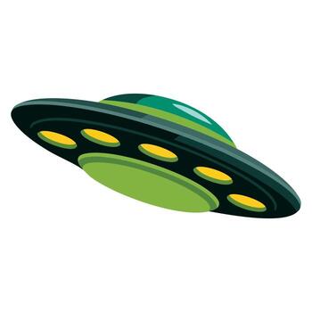 flat spaceship UFO cartoon object isolated on white. Perfect element for banners, infographics, labels, and space themed project. vector