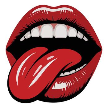 Flat illustration of an open mouth with tongue front view isolated on white background great for expressive visuals anatomy and cartoon emotion designs vector