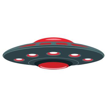 Flat spaceship UFO object isolated on white background. illustration for banners, infographics, labels, and space designs. vector