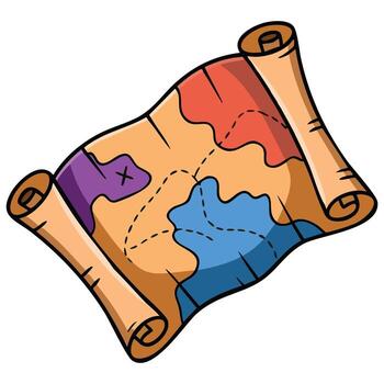 tesoro mapa pirata dibujos animados icono ilustración aislado en blanco antecedentes creativo diseño ideal para aventuras temas web elementos y juego visuales vector