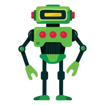 flat style funny robot cartoon illustration isolated on white background great for tech designs web projects playful advertising and game graphics vector