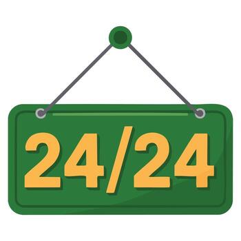 illustration of a signboard with working hours text isolated on white background, perfect for business designs, store signage, and operational display graphics. vector