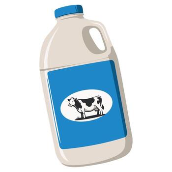 illustration yogurt in a big bottle flat style isolated on white background ideal for web design advertising playful food themes and game visuals vector