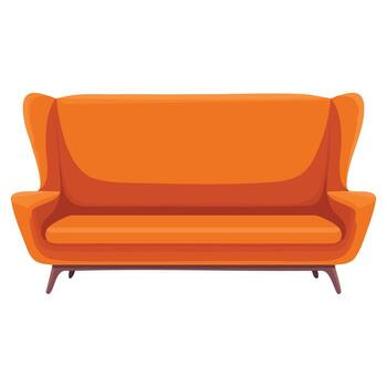 naranja salón sofá en plano estilo icono aislado en blanco antecedentes elegante diseño elemento adecuado para web mueble temas juego y publicidad vector
