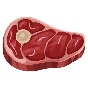 raw beef steak in flat style on white background. Ideal element for food meat promotions, web design, and game themed illustrations. vector