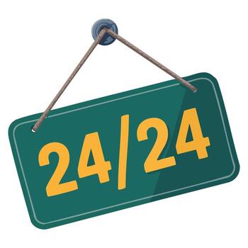 Signboard with text showing working hours isolated on white background, illustration ideal for business signage, shop displays, and operational hour visuals. vector