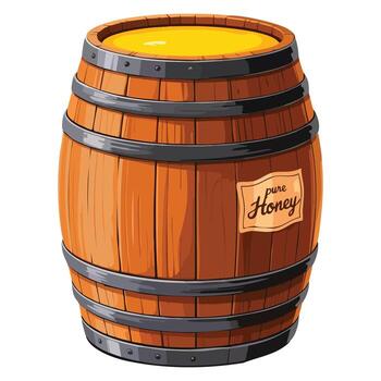 Flat style barrel of honey icon illustration isolated on white background. Perfect object for design, web, label, and sweet product advertising themes. vector