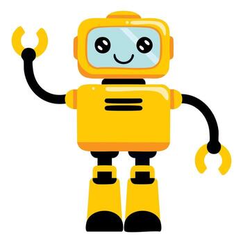 Funny robot in flat style isolated on white background, ideal for technology, cartoon, toy, and artificial intelligence themed visuals. vector