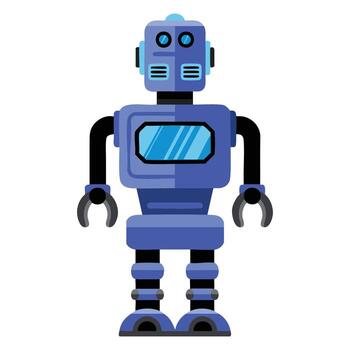 robot funny cartoon character in flat style isolated on white background. Ideal for children projects, games, technology, and creative futuristic visuals. vector