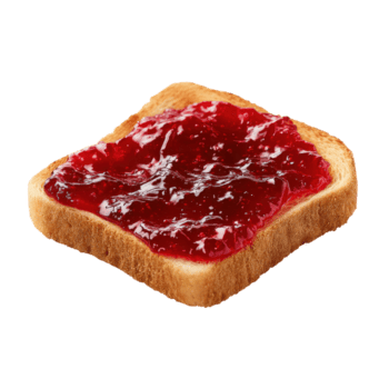 en skiva av rostat bröd är toppade med ljuv hallon sylt isolerat på transparent bakgrund png