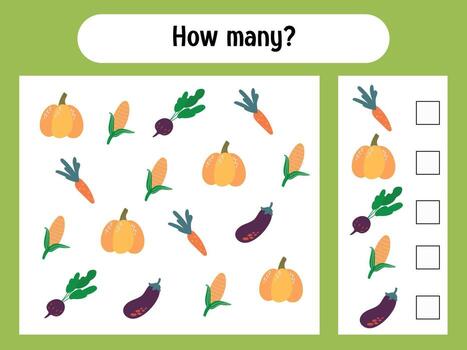 Colorful vegetable counting activity for children vector