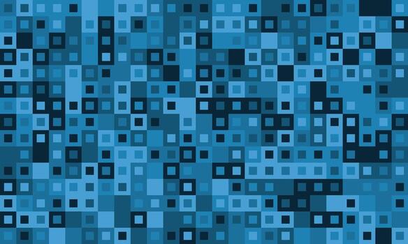 Abstract blue square pixel mosaic pattern. Ideal for tech, data visualization, or modern design backgrounds. Represents connectivity, digital flow, and technological advancement. vector