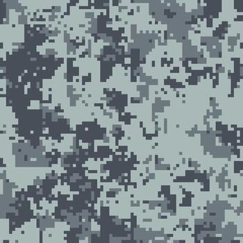 Abstract digital camouflage pattern in shades of gray and blue. Perfect for backgrounds, textile designs, or militarythemed projects. The pixelated texture adds a modern, techinspired feel. vector