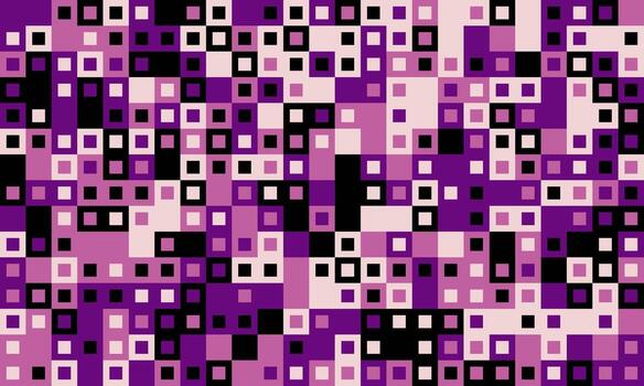Abstract geometric background. Purple, pink black square pixel pattern. Modern, vibrant, and versatile design ideal for website banners, tech presentations, or textile prints. vector