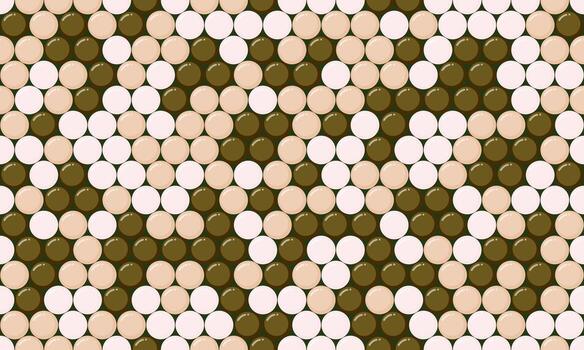 Abstract geometric pattern of beige, white, and olive green circles in a diagonal arrangement. Perfect for website backgrounds, textile designs, or modern graphic projects. vector