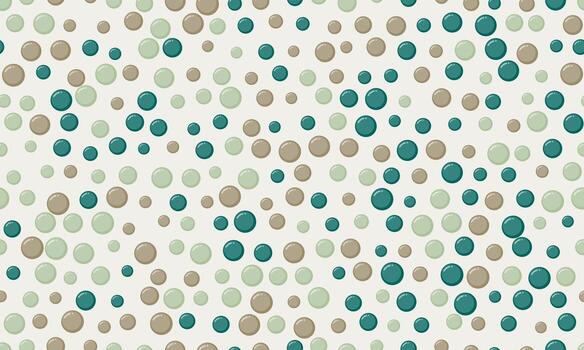 Abstract seamless pattern with teal, beige, and sage green circles on a light background. Perfect for textile design, website backgrounds, or playful branding. vector